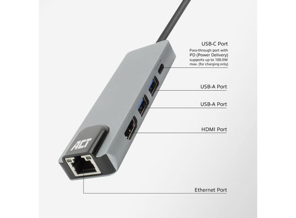 ACT AC7093 USB-C 4K MST Dokkingstasjon