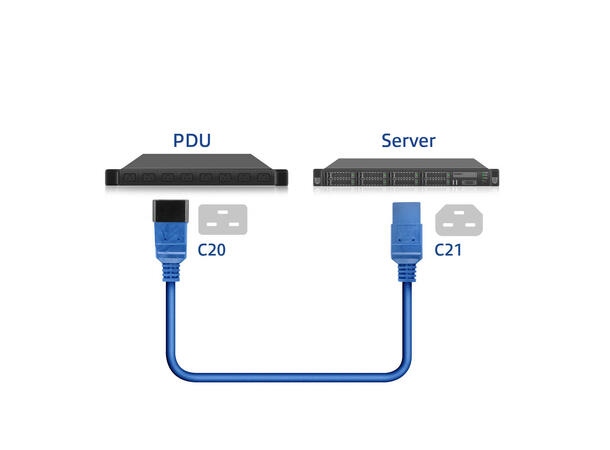 ACT Strømkabel C20 - C21 1,0 m C20 Hann - C21 Hunn Blå 