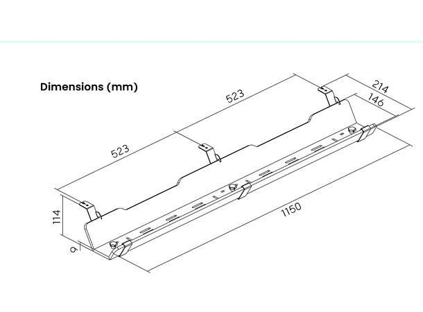 AiC Kabelrenne PET filt Grå BHD: 1150mm x 114mm x 214mm 