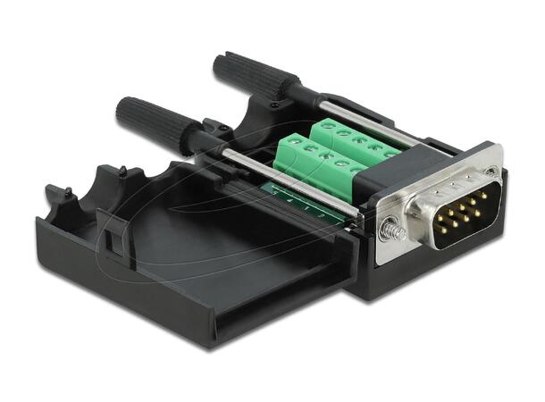 DB9 Han Skrukontakt inkl. Deksel med fingerskruer 