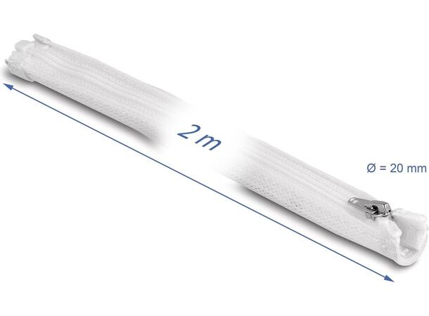 DL Kabelstrømpe 2m Hvit Ø15 mm Flettet med Glidlås 