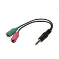 Headset Splitter Minijack, 20cm 3,5mm 4 pol Han til 2x.3,5mm 3pol Hun