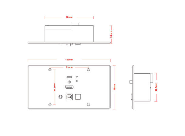 Lindy Extender HDMI USB-C 4K, EU HDBaseT Cat.6 KVM 