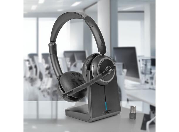 Lindy L118 Hodetelefon med ladestasjon Wireless Noise Cancelling 