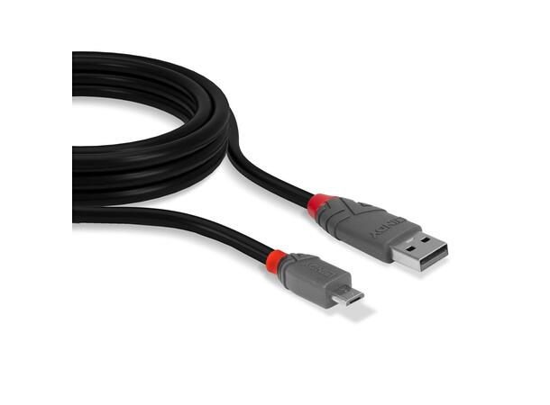 Lindy USB2 Kabel A-mikroB -  0,2 m Anthra Line A-mikro B USB Kabel Sort 