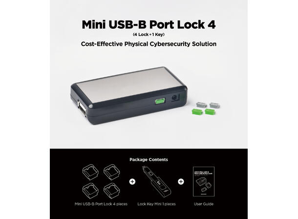 Smartkeeper Essential USB Mini-B - Grønn USB Mini-B 4 låser+ Nøkkel 