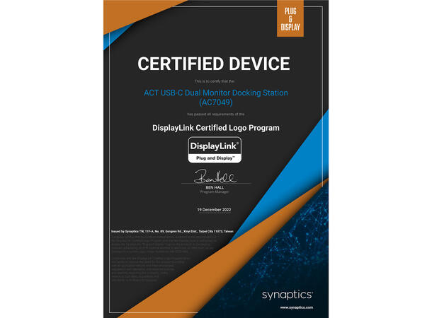 ACT AC7093 USB-C 4K MST Dokkingstasjon