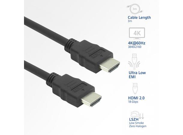 ACT HDMI High-Speed LSZH-  2,0 m EMI/RFI Skjermet HDMI Kabel 