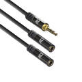 ACT Headset Splitter Minijack, 15 cm 3,5mm Han til 2x 3,5mm Hun