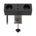 AiC Edge Bord 2xStrøm 2xUSB-C Med skrufeste Sort 30W
