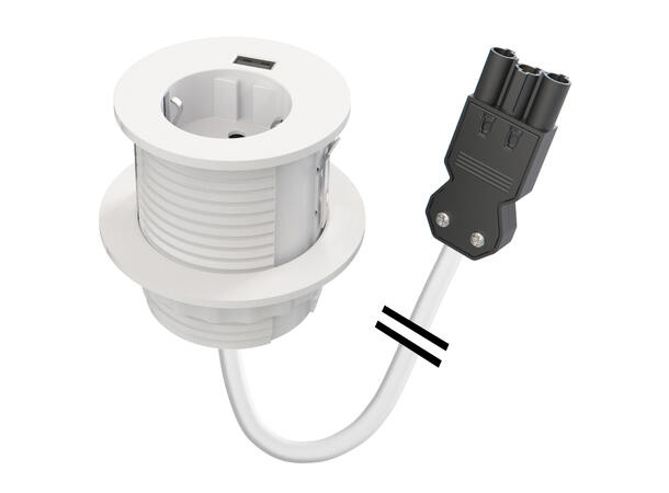 Kondator Powerdot MIDI- 1 x Strøm 1 USB Wieland GST18® Hvit- 1250 mm *B-vare* 