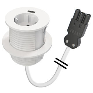 Kondator Powerdot MIDI- 1 x Strøm 1 USB Wieland GST18® Hvit- 1250 mm *B-vare*