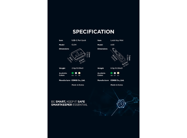 Smartkeeper Essential USB-C - Beige USB-C Port Lås 4stk + Nøkkel Basic 