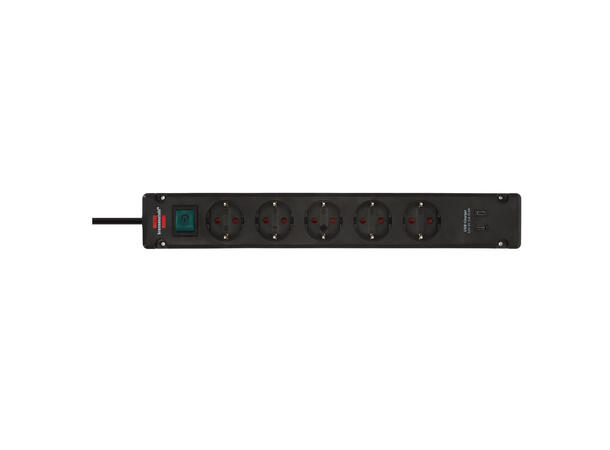 Strømfordeler-5 + USB - 3,0 m m/Bryter PDU 16A SCHUKO ON/OFF 2x USB-C 15W 