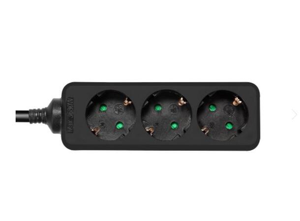 Strømskinne 3x strøm 3 m Grenuttak 3 Stikk  3m ledning Sort 