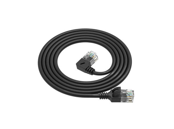 UTP Patch Cat.6A-  0,15 m Sort LSZH Slim LSZHi Snagless 90° vinklet til venstre 