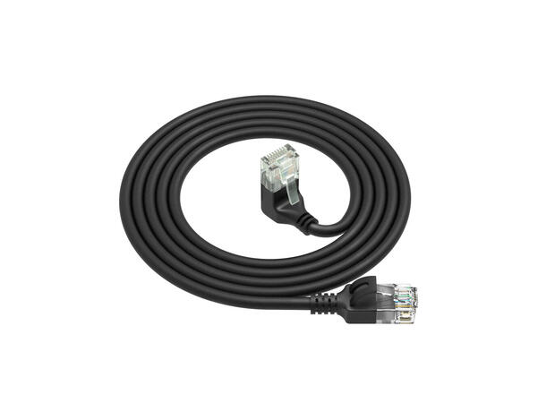 UTP Patch Cat.6A - 0,25 m Sort LSZH Slim LSZH Snagless 90° vinklet nedover 