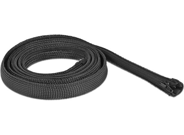 DL Kabelstrømpe 2m Sort Ø20mm Flettet med Glidlås 