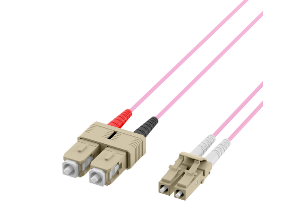 Fiberpatch 50/125 LC-SC -  1,0 m LSZH Multimode Duplex OM4 Rosa 