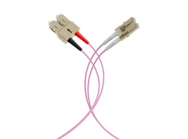 Fiberpatch 50/125 LC-SC -  1,0 m LSZH Multimode Duplex OM4 Rosa 