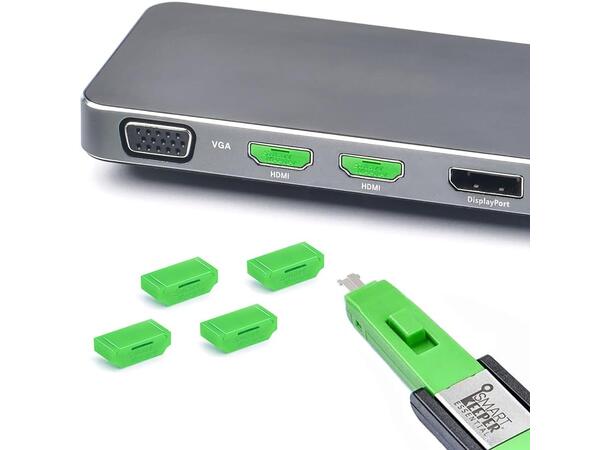 Smartkeeper Essential Mini HDMI - Grønn mini HDMI Lås 4stk + Nøkkel 