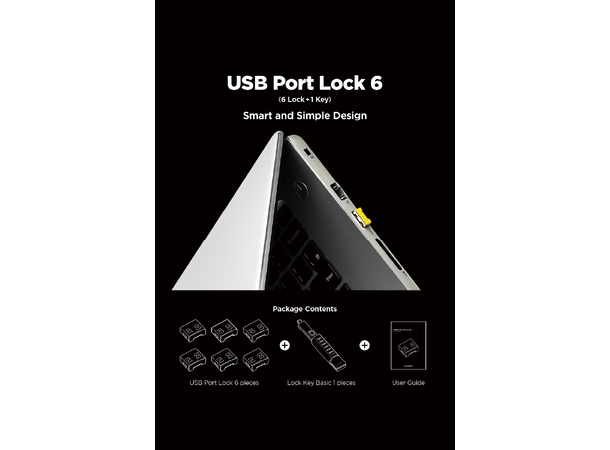 Smartkeeper Essential USB A+ Nøkkel -Gul USB A Port Lås 6 stk + Nøkkel Basic 