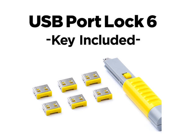 Smartkeeper Essential USB A+ Nøkkel -Gul USB A Port Lås 6 stk + Nøkkel Basic 