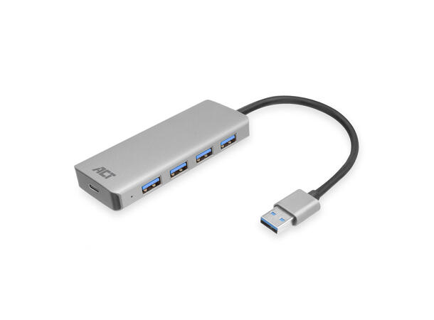 ACT Adapter USB Hub 4xUSB-A 12 cm USB3.2 5Gbps Sølv 