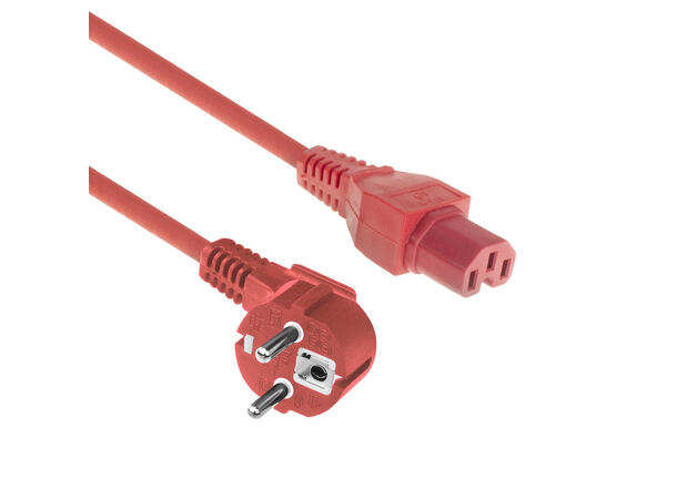 ACT Strømkabel CEE7/7 - C15  -  1,5 m Vinklet Rød 