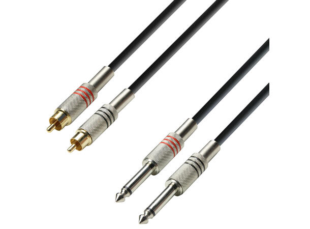 AH  Twin Kabel RCA - 6.3 mm 2p - 3,0 m RCA Han - 6.3mm 2p Han 