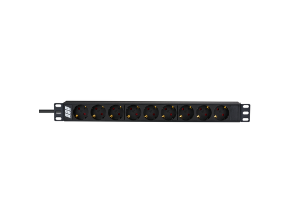 EFB Strømskinne 19" 9xSCHUKO 2,0 m PDU 1U Kontakter på  45° Sort 