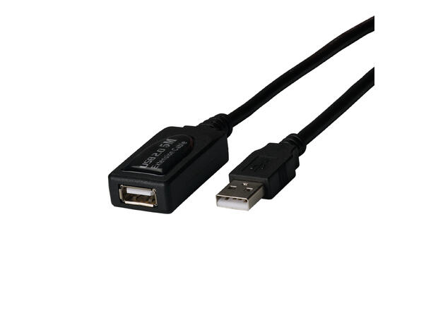 EFB USB2 Kabel Aktiv 5,0 m skjøt M-F USB skjøtekabel Sort 