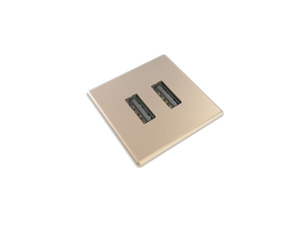 FF PM31 MICRO Kvadrat - 2x USB 30x30 mm, Total 5v, 2000 mA, Messing 