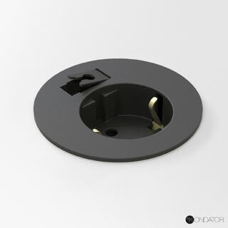 FF Powerdot Compact 60-Strøm + Kabelport Ø60mm Fast nivå 64mm Sort