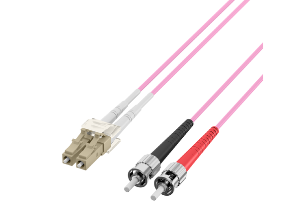 Fiberpatch 50/125 LC-ST -  1,0 m LSZH Multimode Duplex OM4 Rosa 