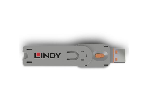 Lindy USB A Port Blocker Nøkkel, Orange 