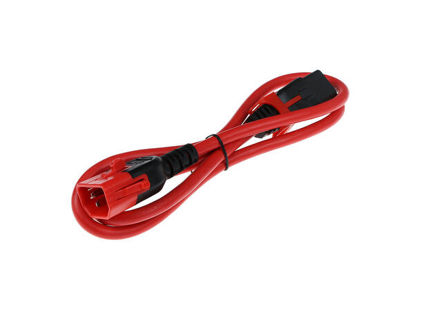 Strømkabel IEC Lock C13-C14, Rød- 2m C13 IEC Lock+ - C14 Dual IEC lck PC3603 