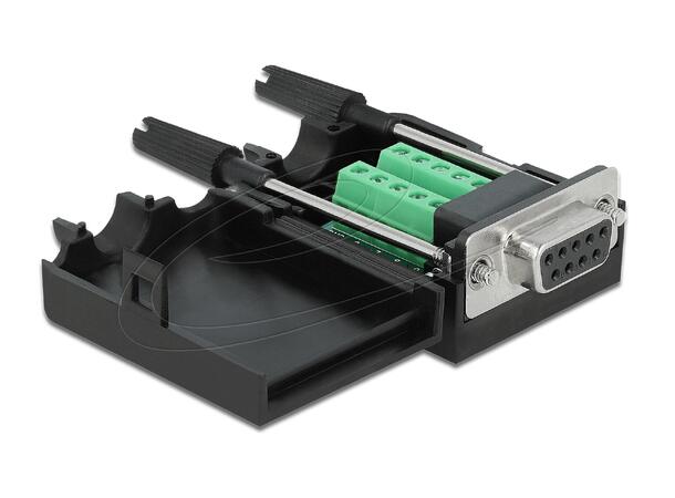 DB9 Hun Skrukontakt inkl. Deksel med fingerskruer 