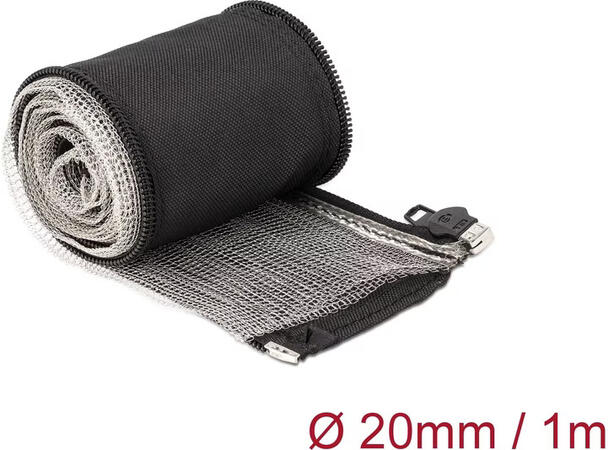 DL Kabelstrømpe EMI 1m Sort Ø20mm Flettet med Glidlås 