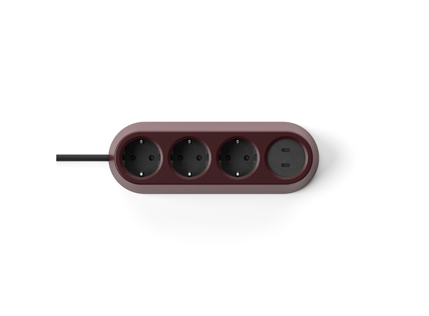 FF Nomad Block 04 - Mørkrød 3xStrøm 2xUSB-C 30W 3 m 