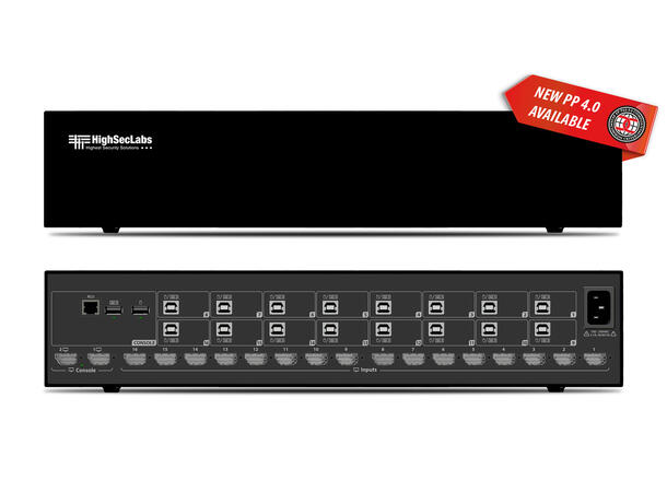 HighSecLabs Secure KVM Combiner 16p, DP/HDMI  fUSB PP 4.0 UHD 4K 