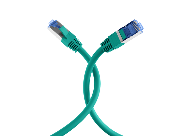 SFTP Patch Cat.6A/ 7 -  15 m Grønn LSZH 500MHz 26/7AWG Halogenfri Superflex 
