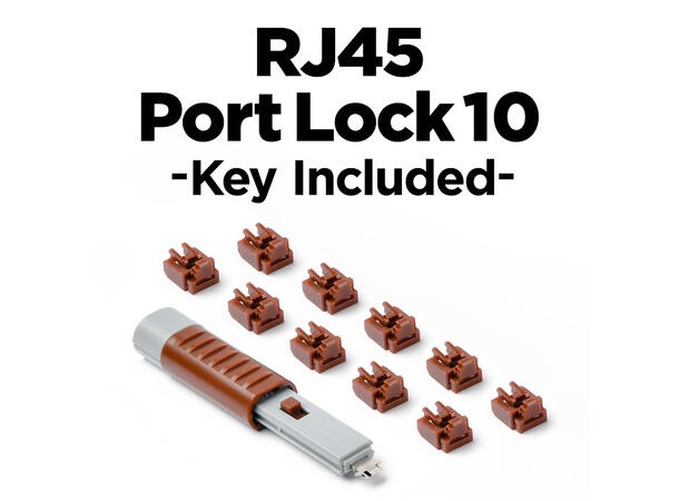 Smartkeeper Essential RJ45+ Nøkkel- Brun RJ45 Port Lås 10stk + Nøkkel Basic 