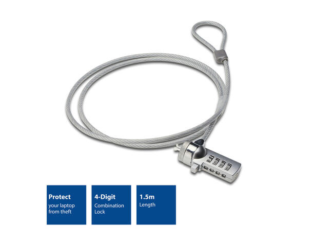 ACT Laptop lås 1,5 m Kombinasjonslås 4 siffer 