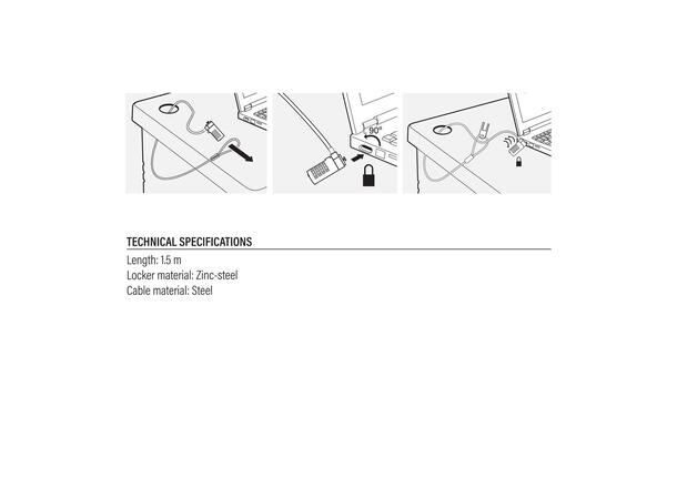 ACT Laptop lås 1,5 m Kombinasjonslås 4 siffer 
