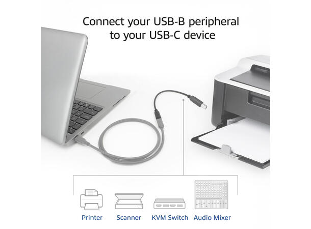 ACT USB-C Hun- USB B Han - 0,2m USB 2.0 480Mbps 