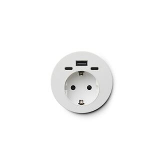 AiC PlugIt -  Borduttak + USB USB-A og 2 x USB-C (Wieland GST18) Hvit