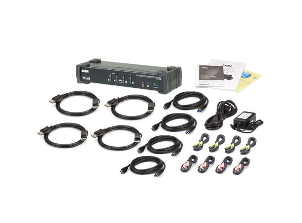 Aten KVM Switch 4-Port DP MST USB3 4K DisplayPort MST USB3 Audio 4xKabel 