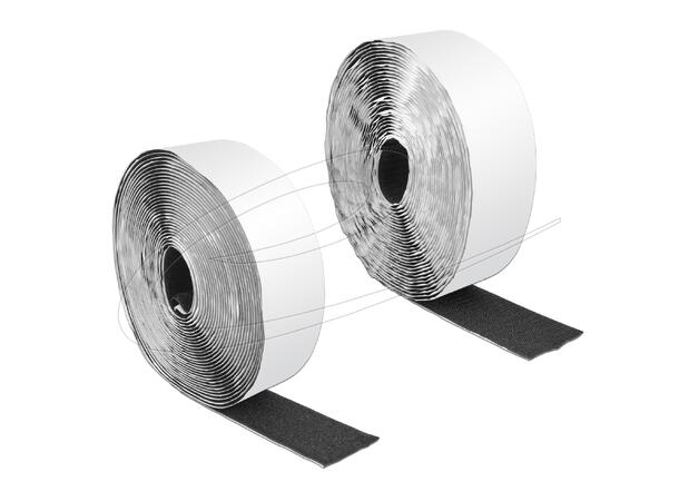 DL Hook and Loop tape - 10 m Selvklebende 50mm Sort 