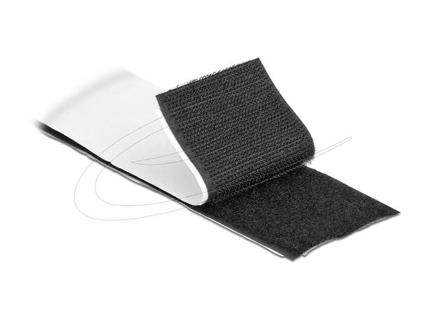 DL Hook and Loop tape - 10 m Selvklebende 50mm Sort 